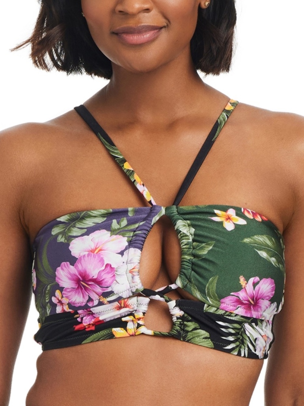 Bar Iii Women's Floral-Print Bandeau Halter Cropkini, Multi - Picture 2 of 2